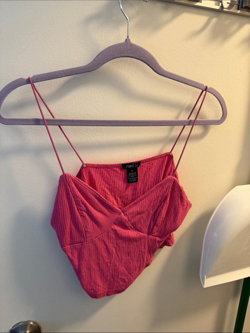 Rue21 Hot Pink Ribbed Spaghetti-Strap Crop Cami